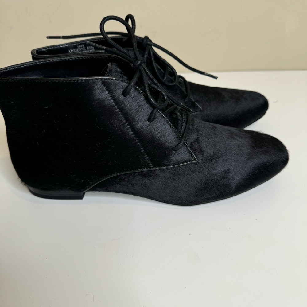 LOGO By Lori Goldstein Adrienne Black Calf Hair Booties Boots Size 7 NWOT